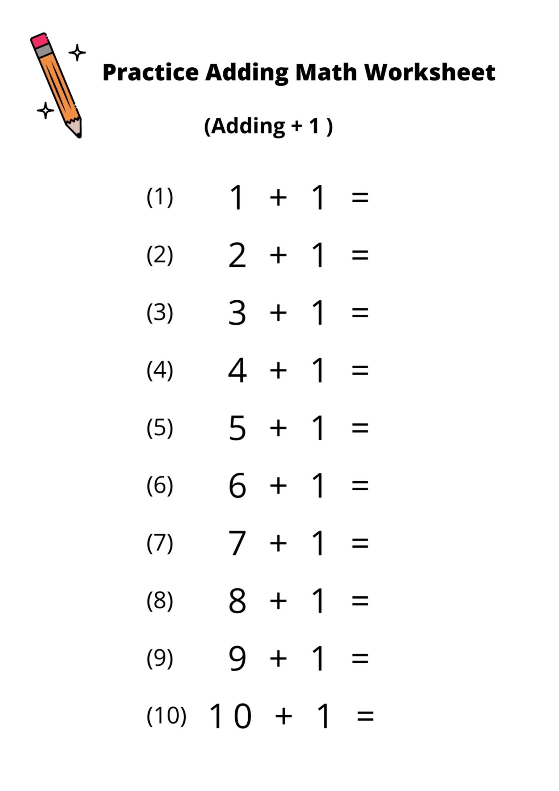 10 Printable Addition Math Worksheets Adding By 1 Numbers 1 20 Preschool 1st Grade 2nd Grade Math Etsy Hong Kong