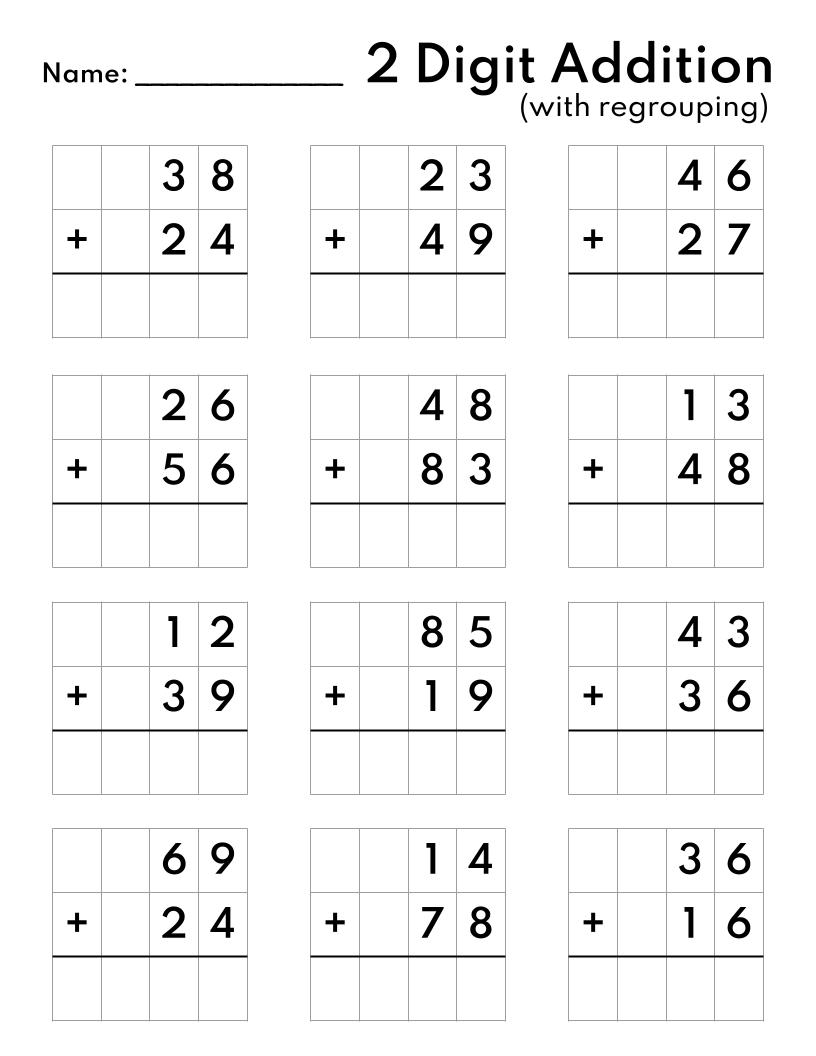 addition by 2 worksheets