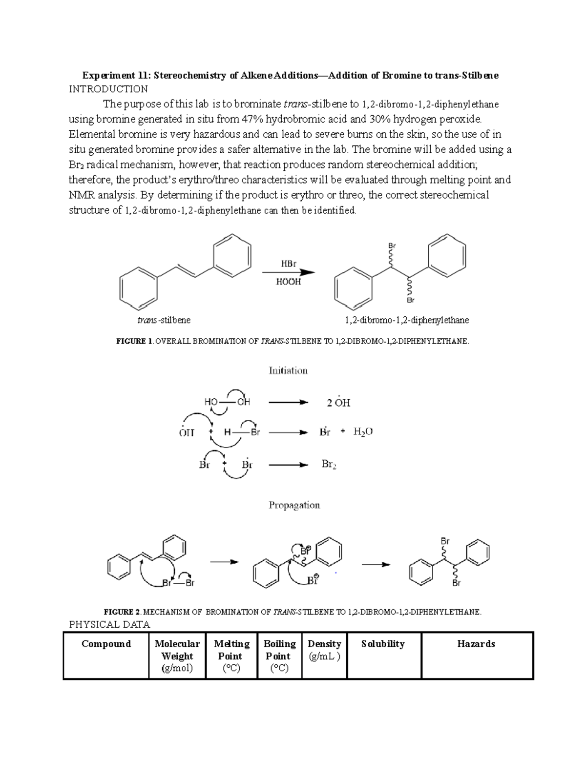 10 Stereochemistry of Alkene Additions 1 Experiment 10 Stereochemistry Of Alkene Additions 7 Studocu