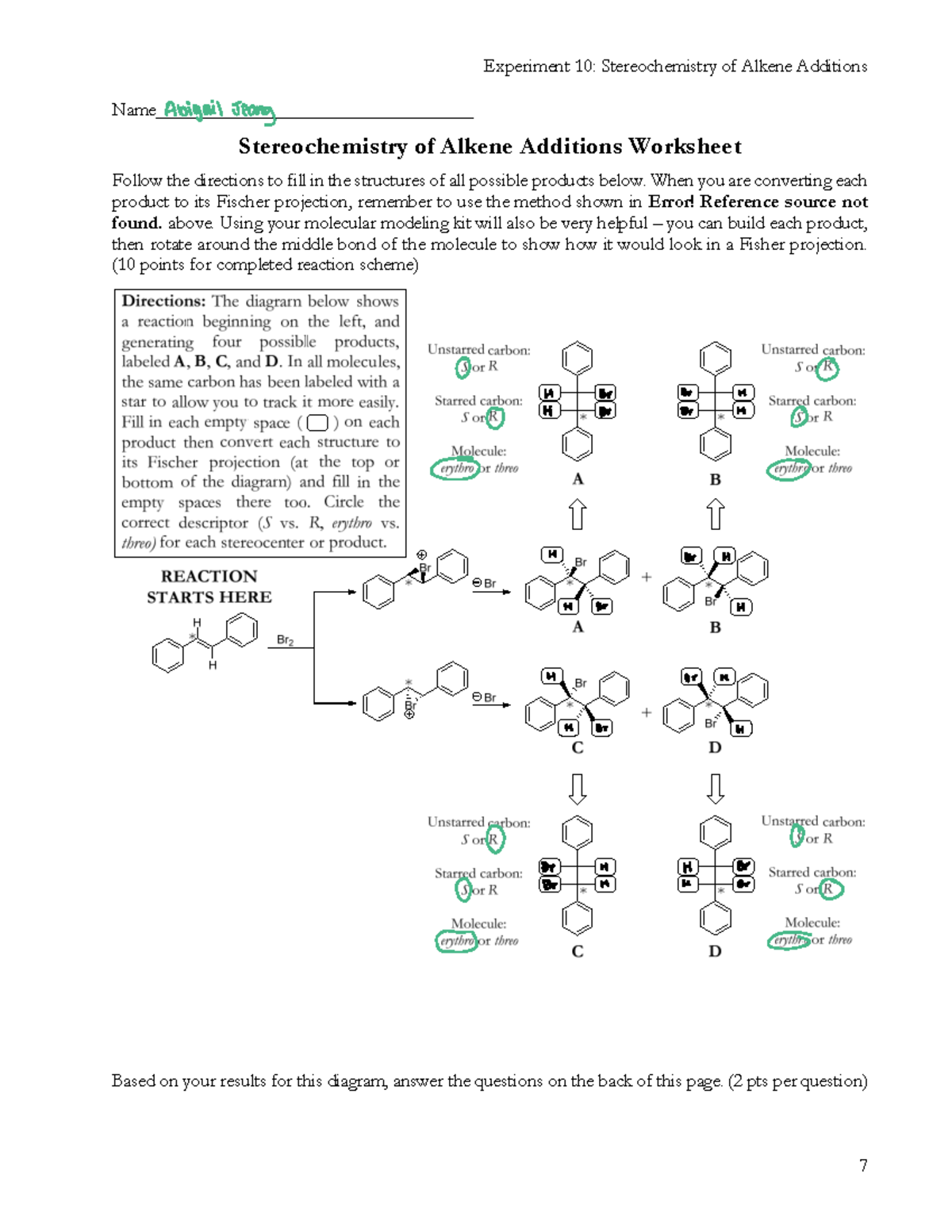 10 Stereochemistry of Alkene Additions 1 Experiment 10 Stereochemistry Of Alkene Additions 7 Studocu