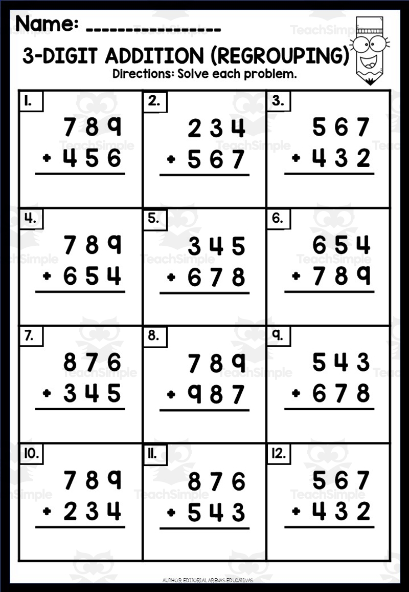 addition with regrouping worksheets