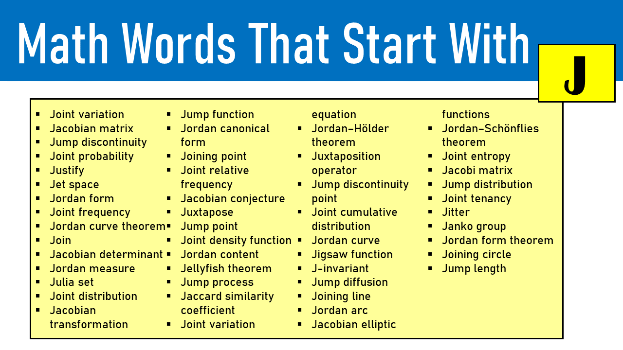 100 Math Words That Start With J EngDic