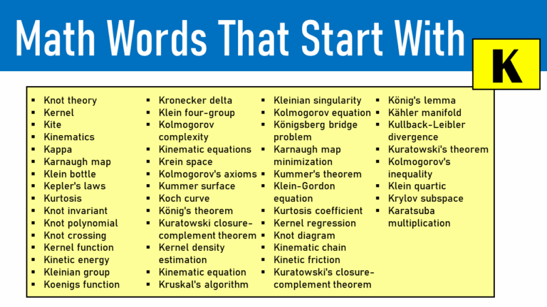 100 Math Words That Start With K EngDic