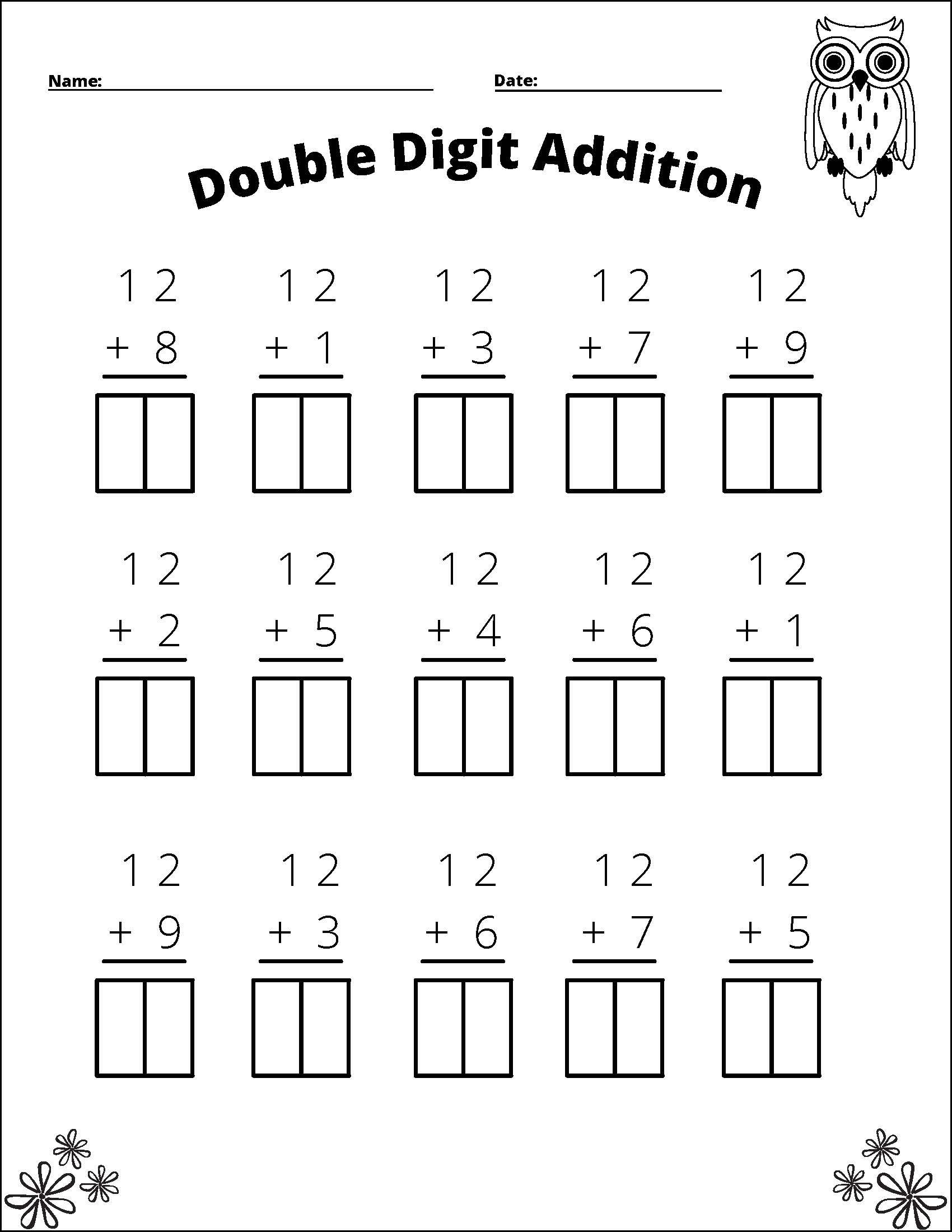 double digit addition with regrouping worksheets