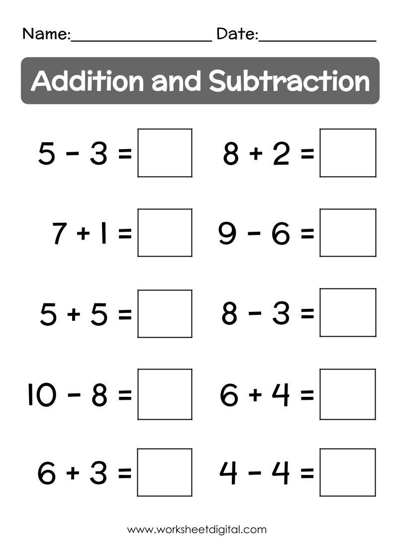 free addition subtraction worksheets