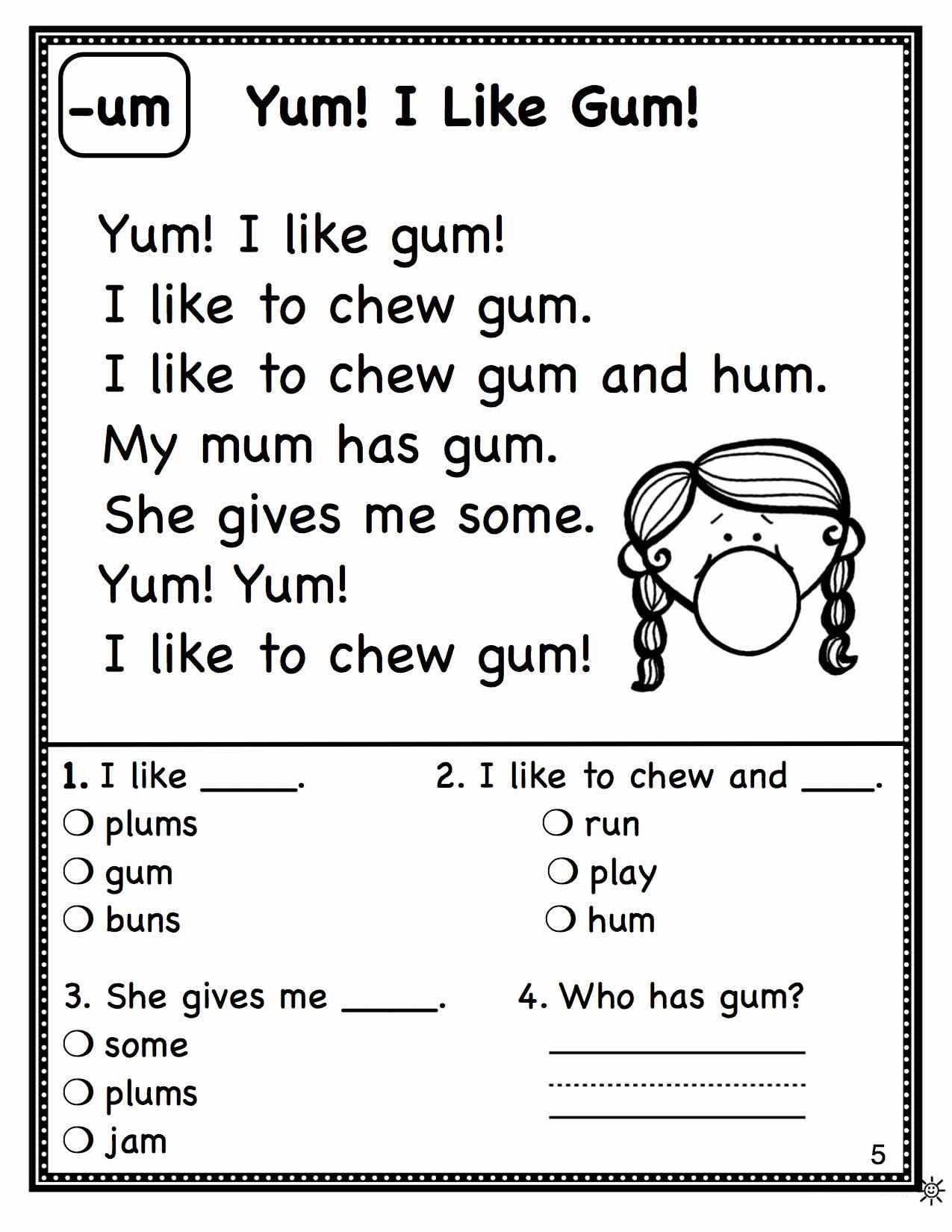 1st grade reading packet pdf