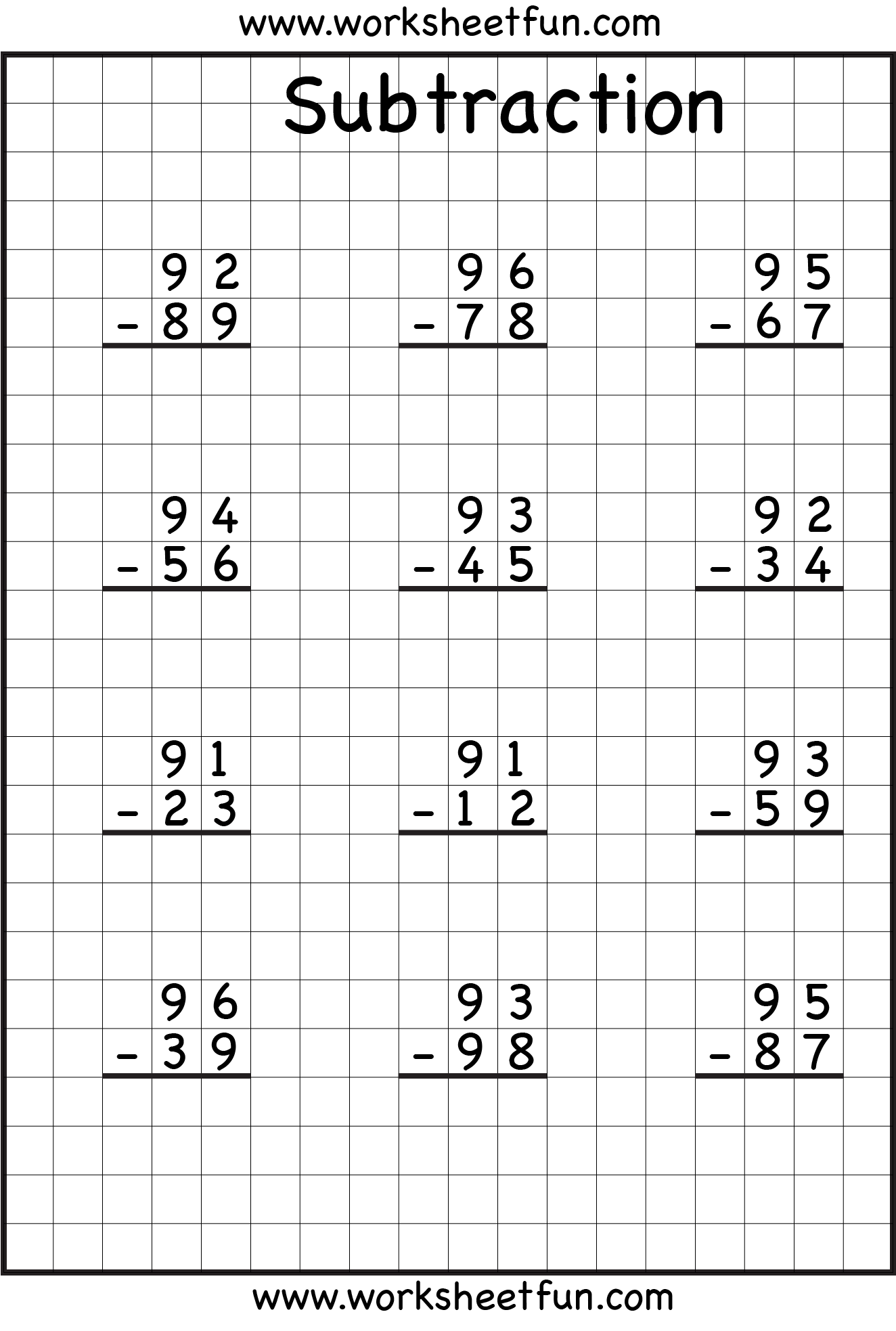 2 Digit Borrow Subtraction Regrouping 4 Worksheets FREE Worksheets Library