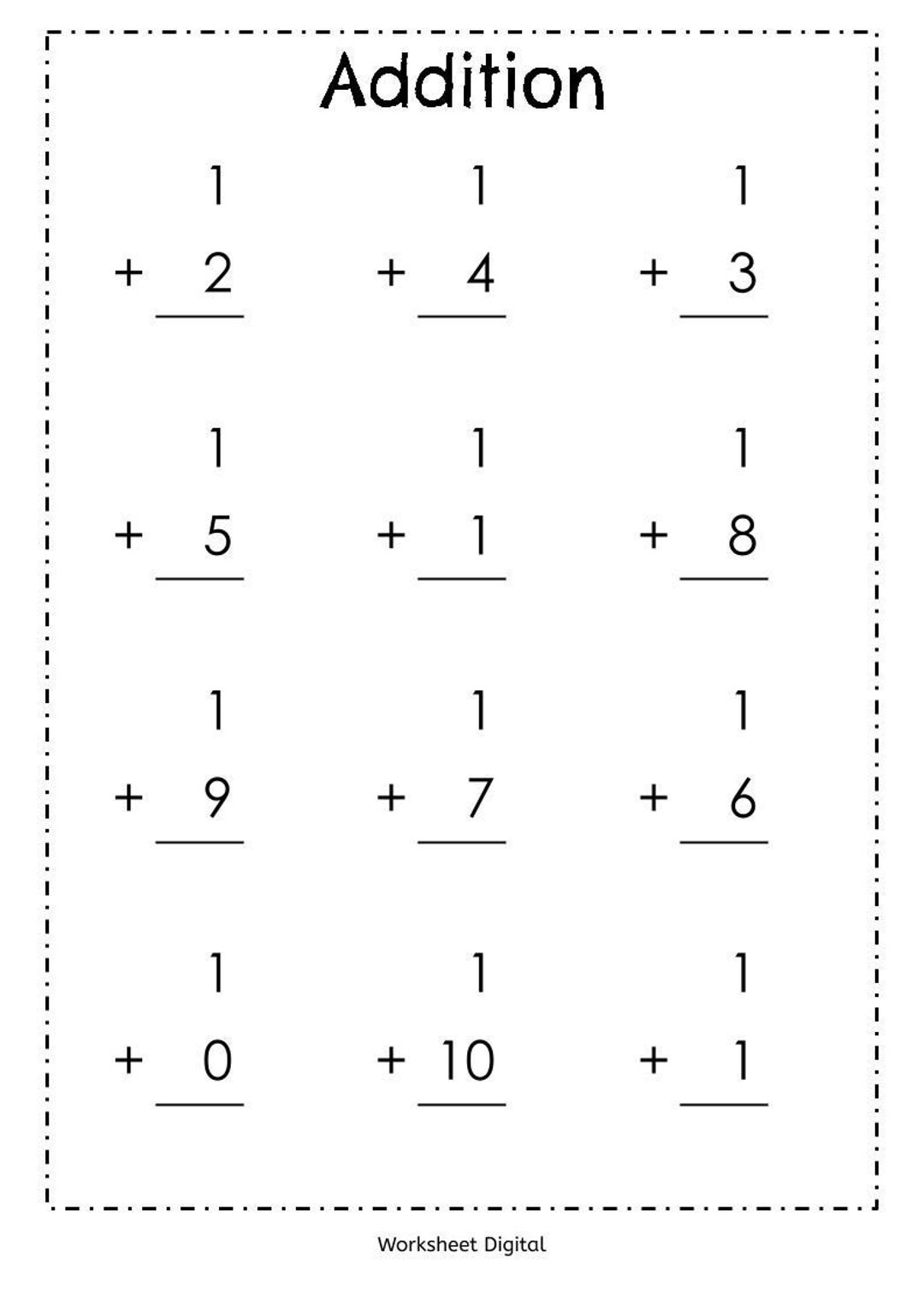 math addition worksheets kindergarten