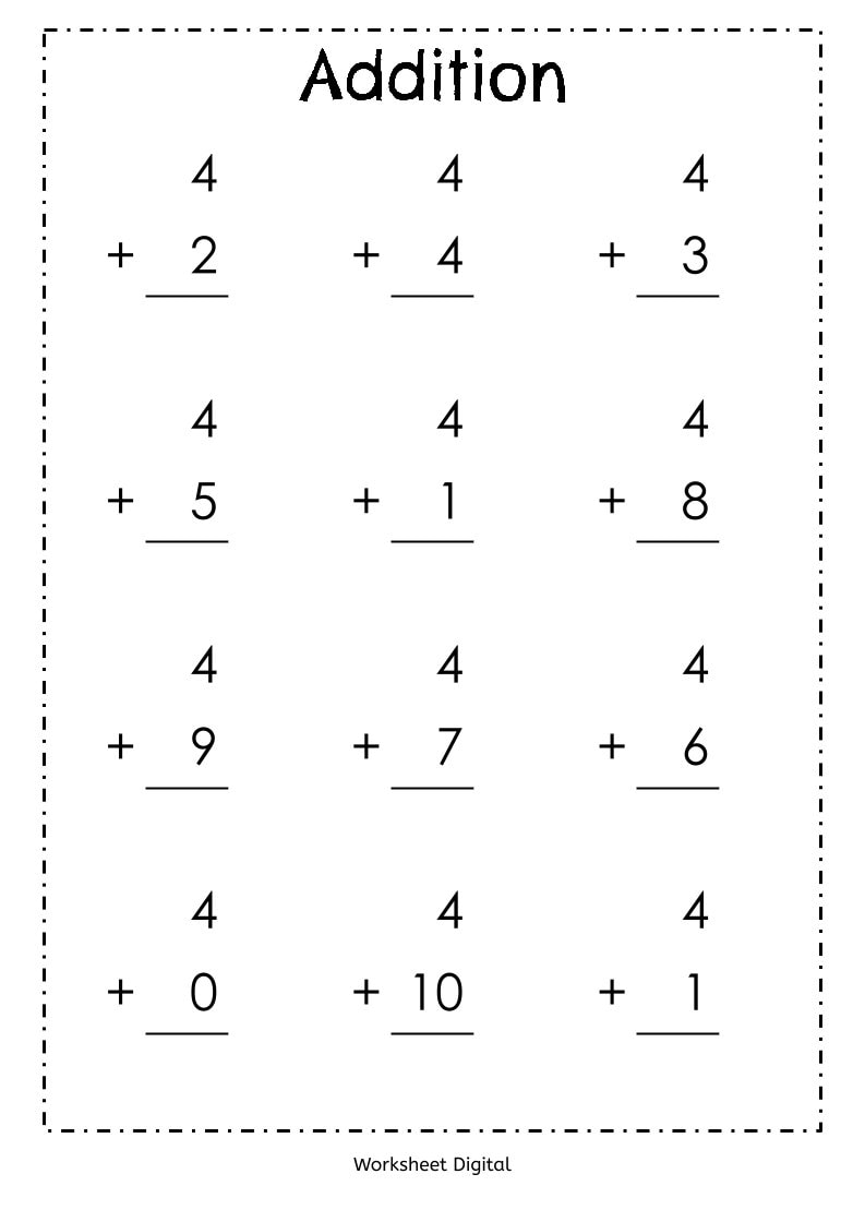 addition kindergarten math worksheets