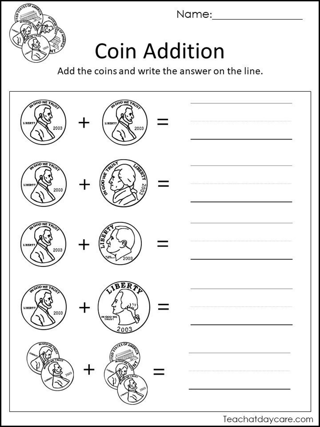 20 Printable Count And Add The Money Worksheets Kdg 2nd Grade Math Etsy