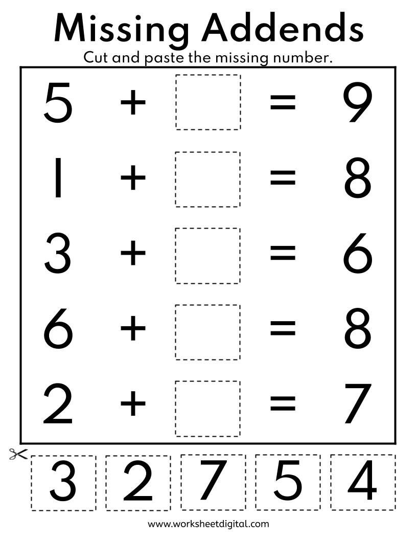 20 Printable Missing Addends Worksheets Numbers 1 10 For Kindergarten 1st Grade 2nd Grade Math Addition Worksheets Math Worksheets Etsy