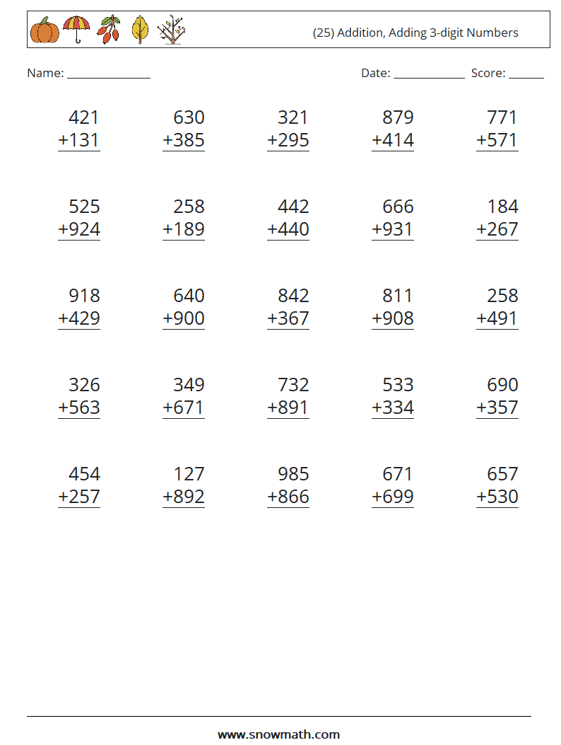 three digit addition and subtraction worksheets