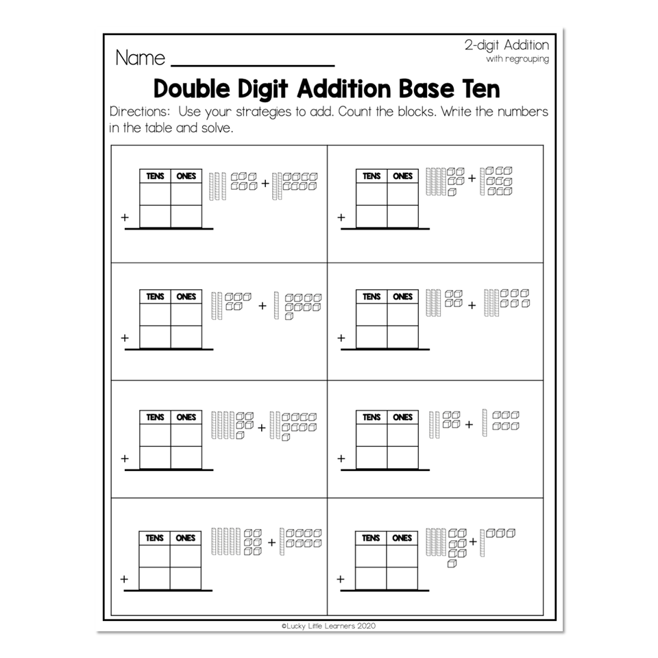 two digit addition with regrouping worksheets