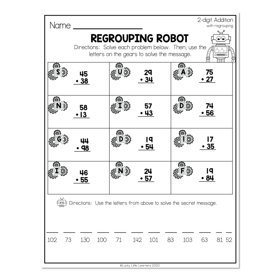 addition with regrouping worksheet