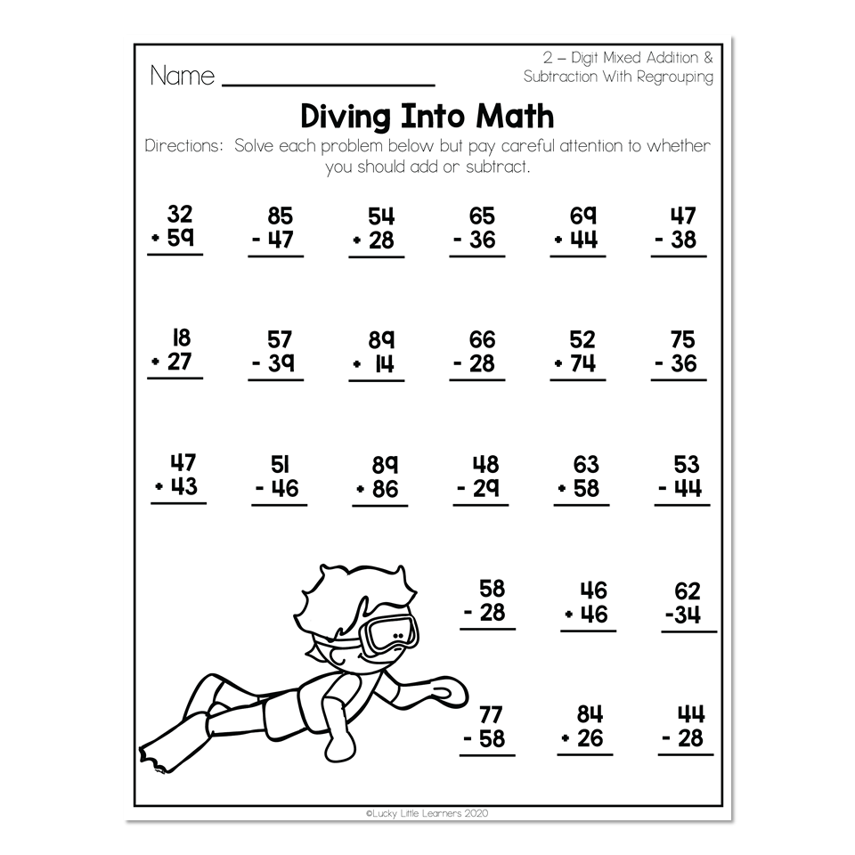 math worksheets addition and subtraction