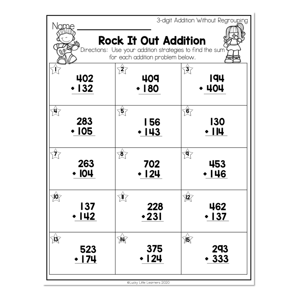 addition worksheets with and without regrouping