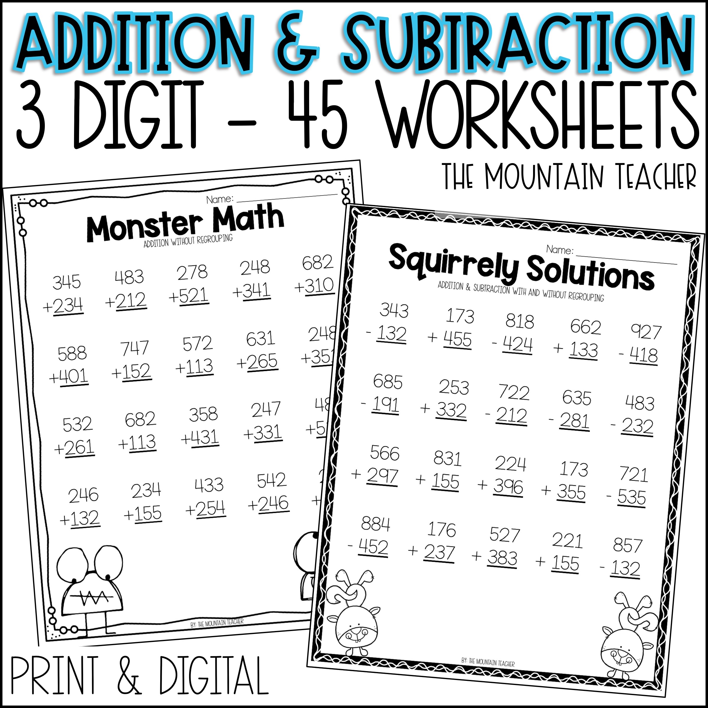 subtraction with regrouping worksheets