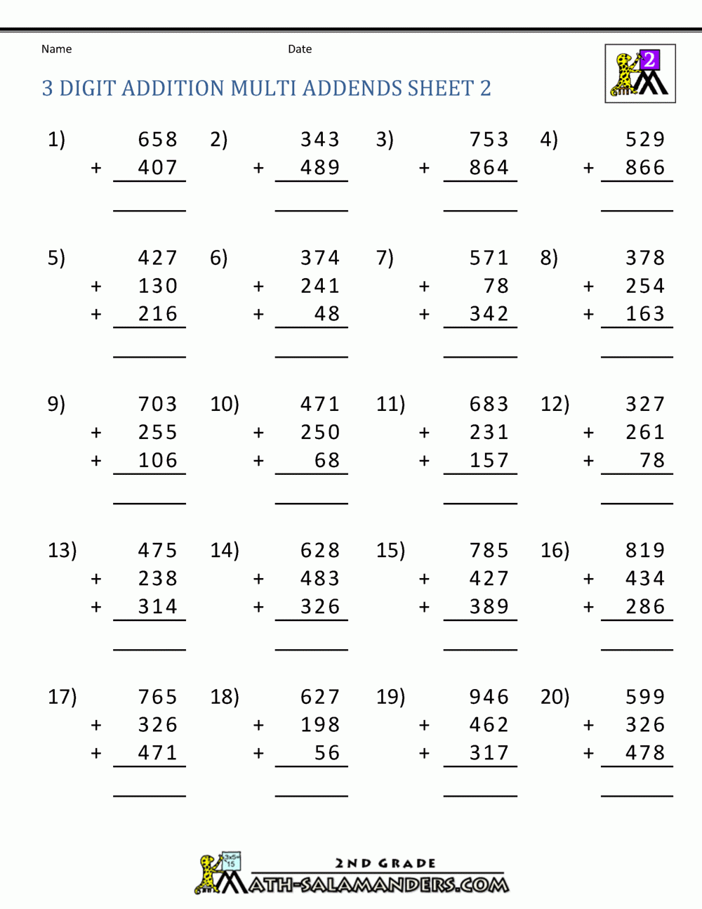 3 Digit Addition Regrouping Worksheets
