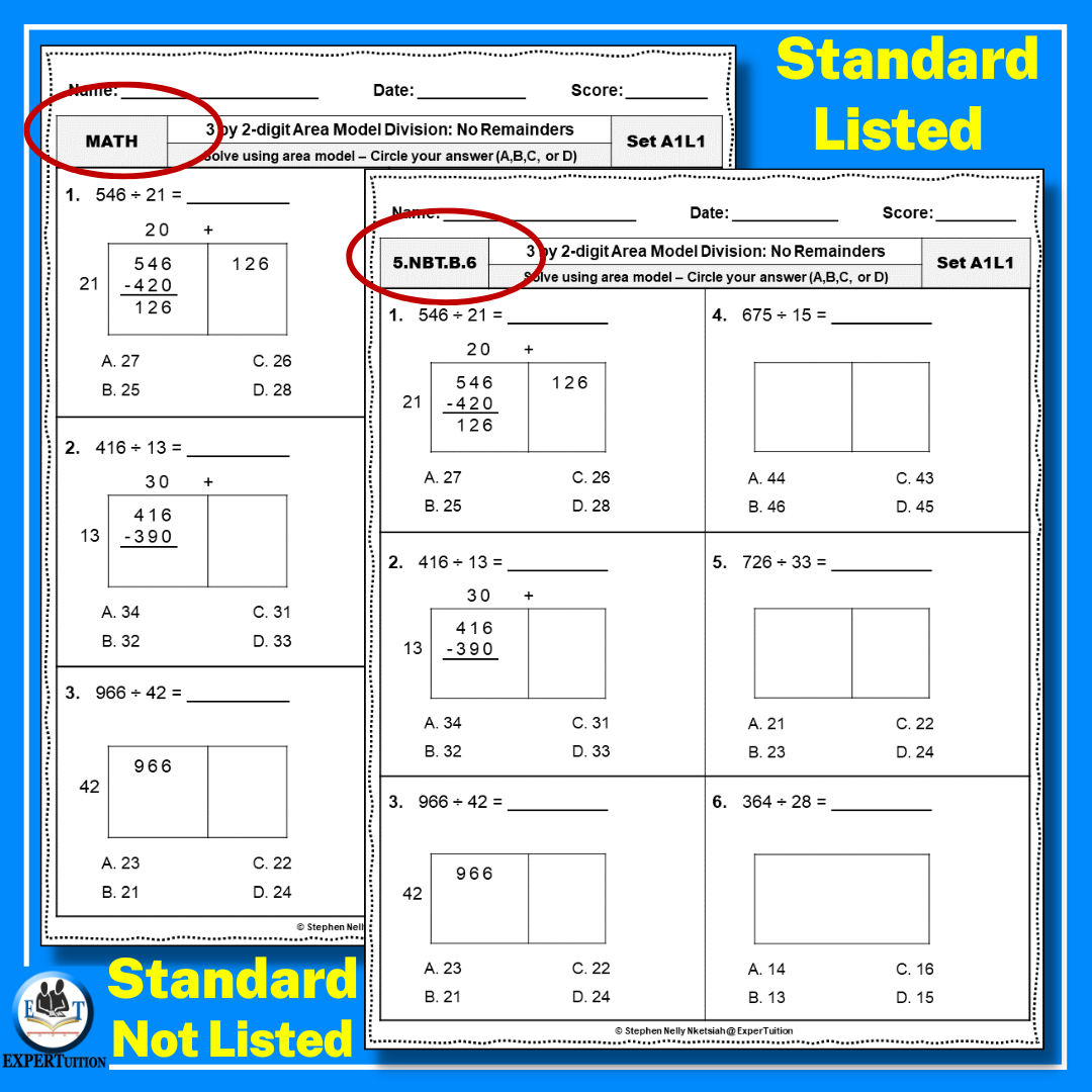 3 Digit By 2 Digit Area Model Division Worksheets Made By Teachers