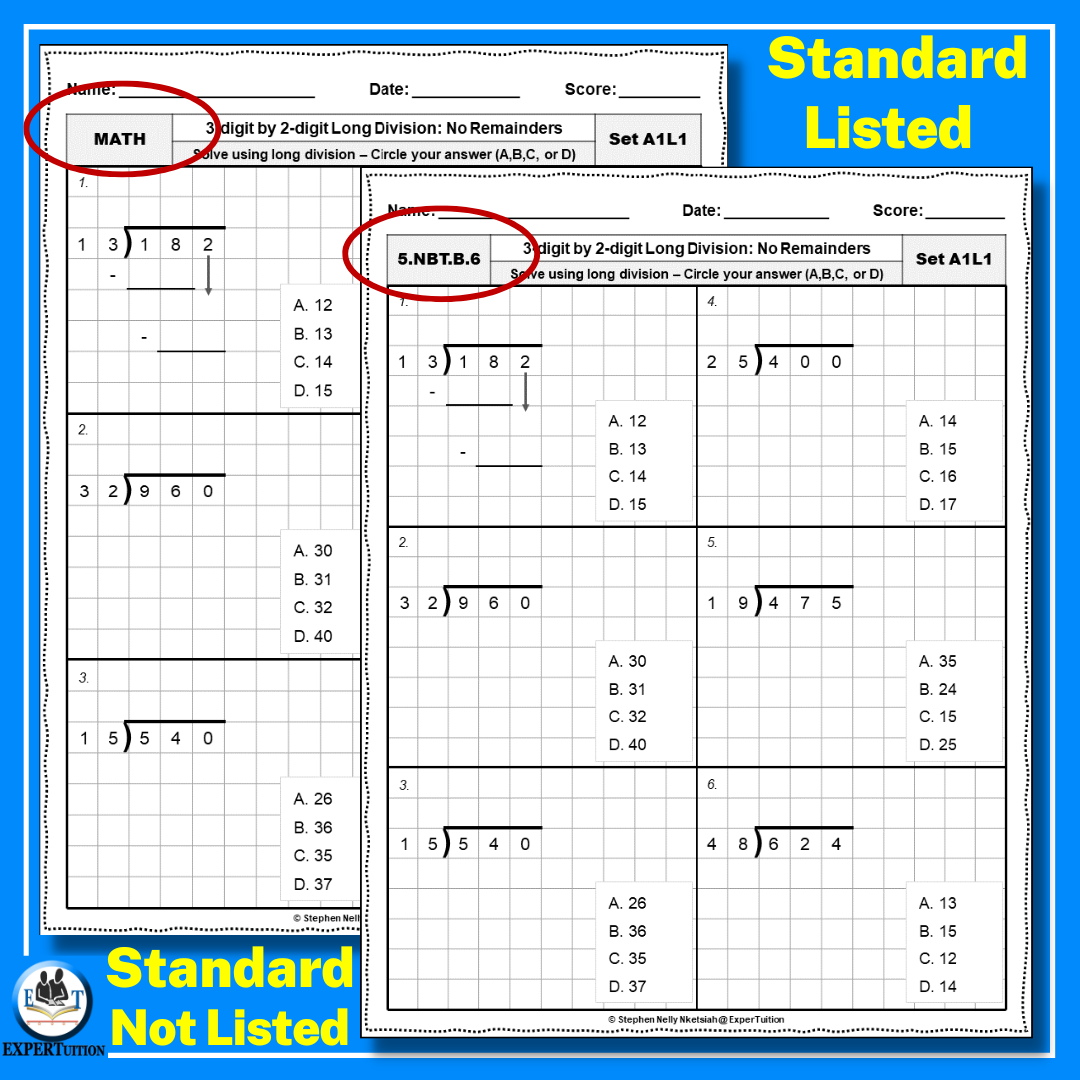 3 Digit By 2 Digit Long Division Worksheets Made By Teachers
