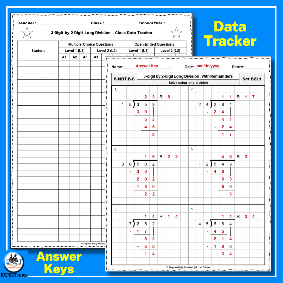 3 Digit By 2 Digit Long Division Worksheets Made By Teachers