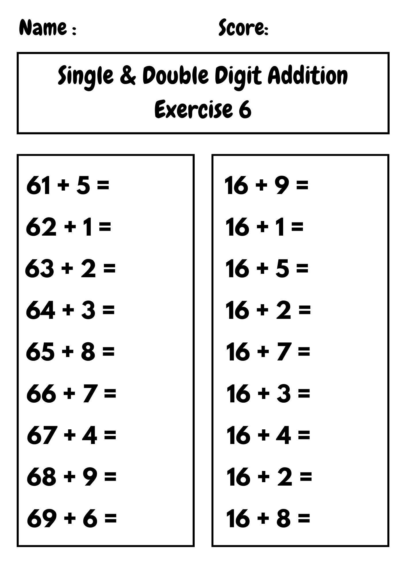basic math addition worksheets
