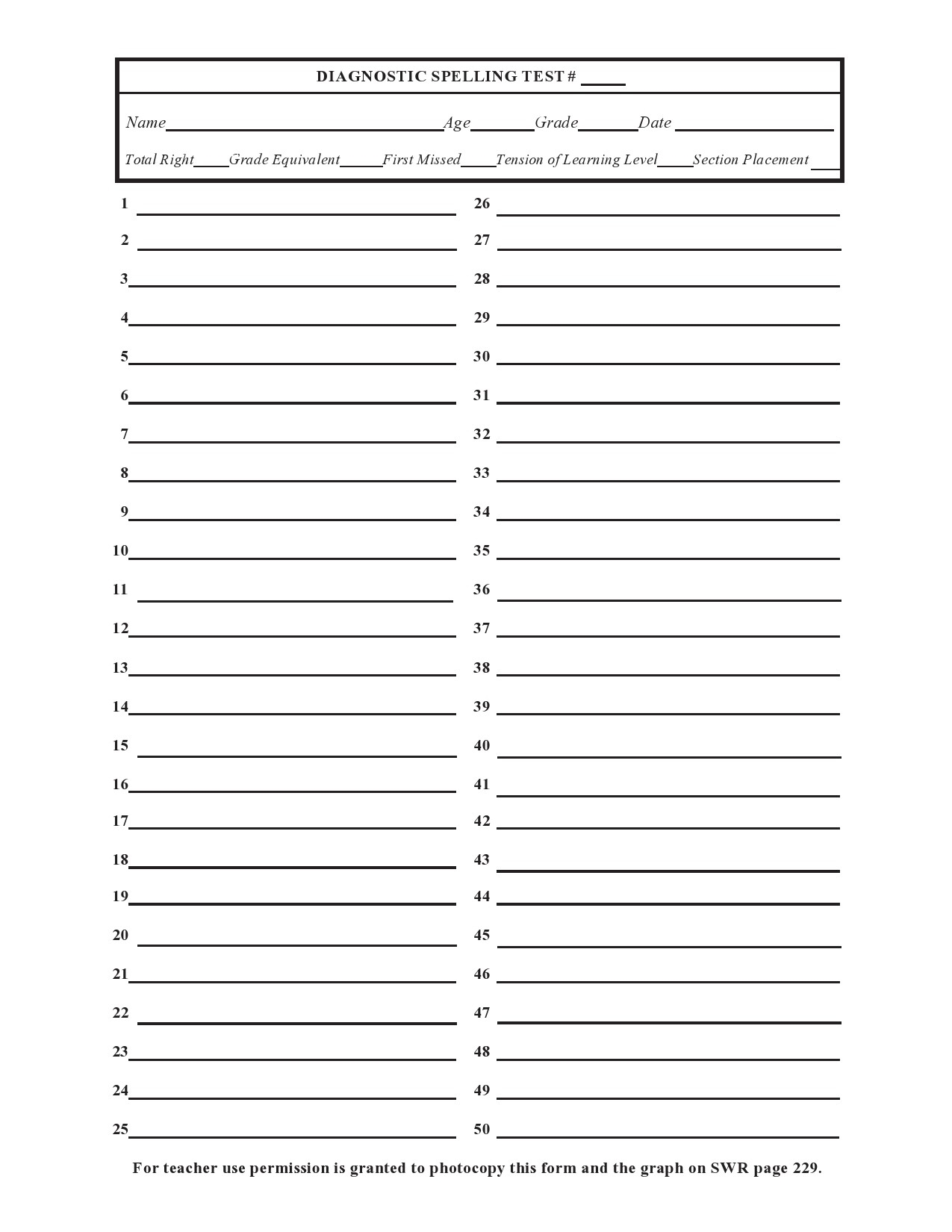 blank worksheets for spelling