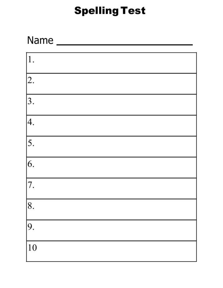 38 Printable Spelling Test Templates Word PDF TemplateLab