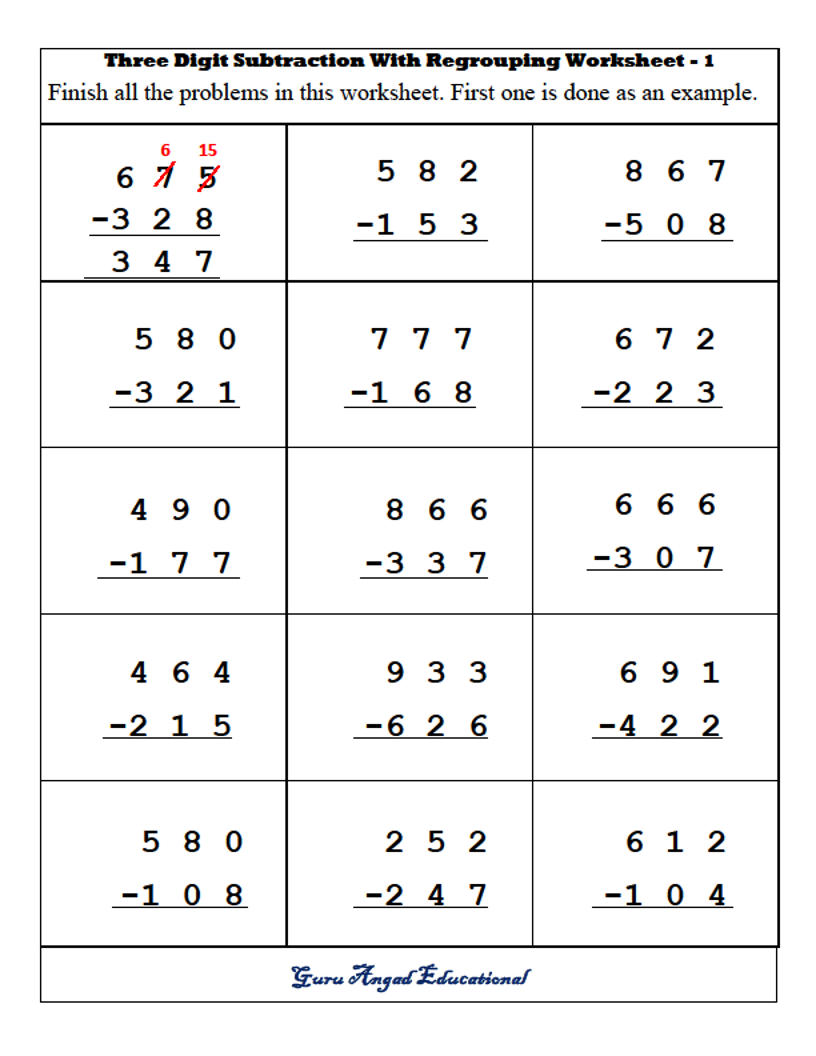 3RD GRADE MATH THREE DIGIT SUBTRACTION WITH REGROUPING Steemit