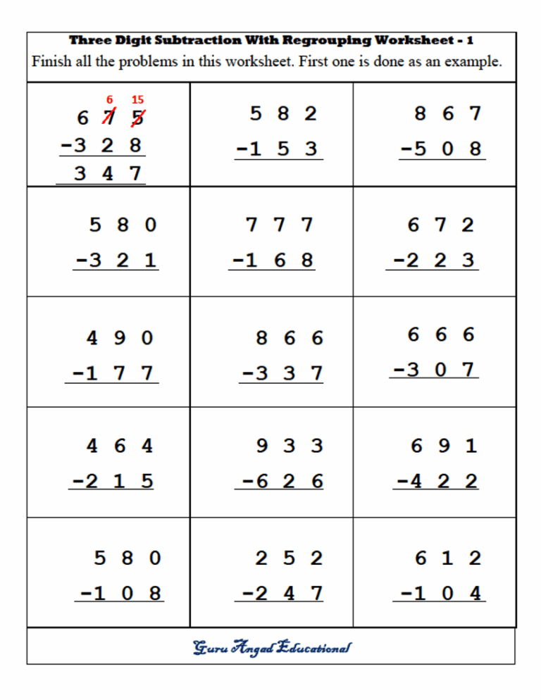 3RD GRADE MATH THREE DIGIT SUBTRACTION WITH REGROUPING Steemit