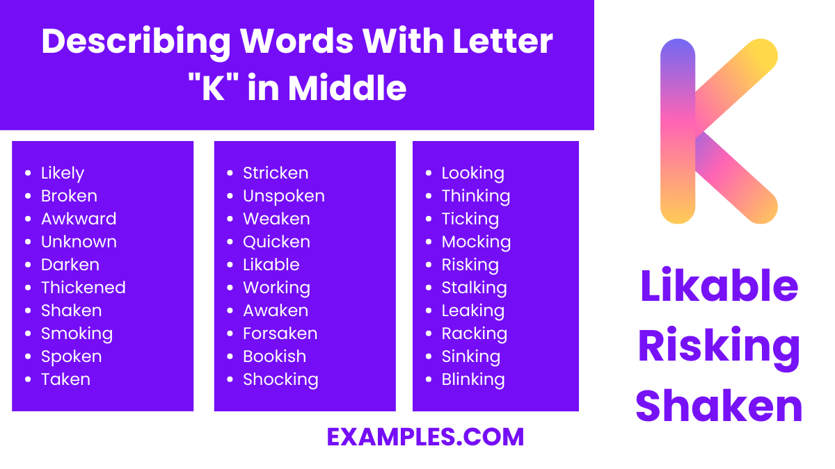 450 Words With Letter K In Middle List Meaning PDF