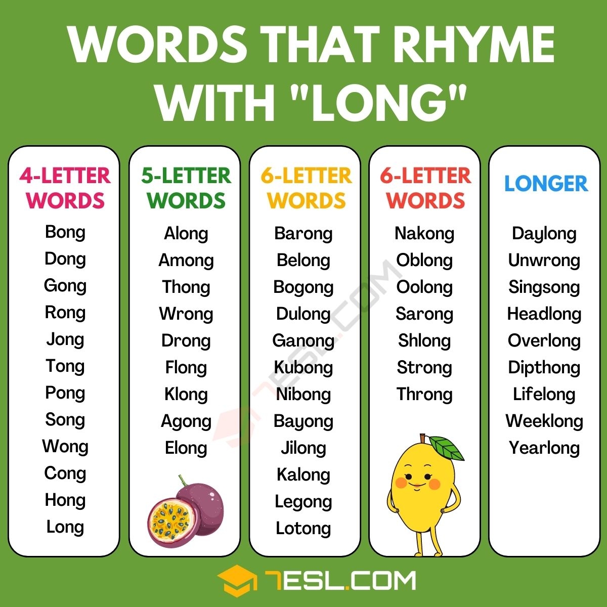 49 Words That Rhyme With Long In English 7ESL