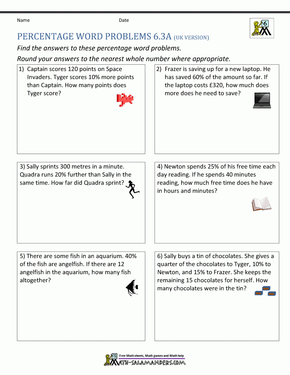 6th Grade Percent Word Problems