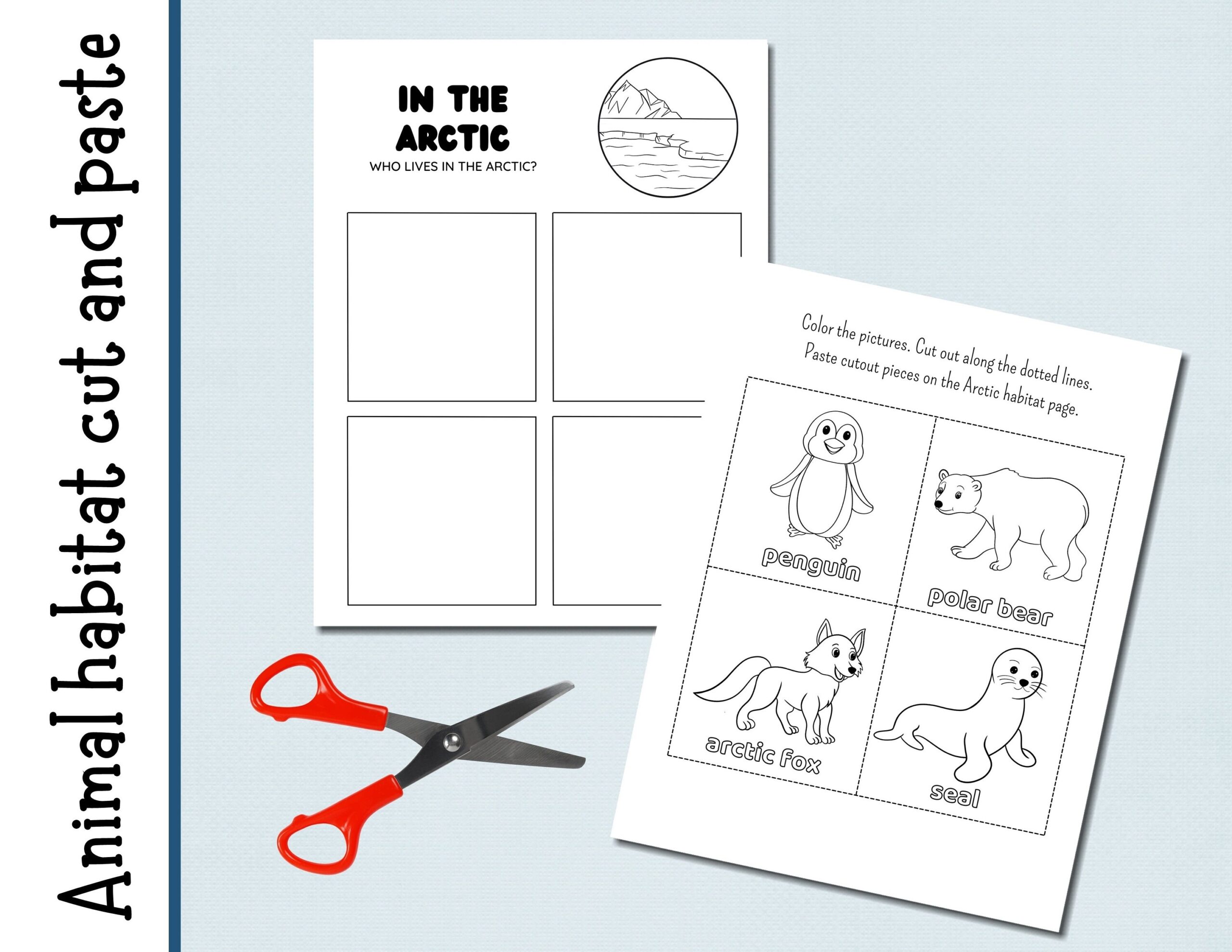 7 Animal Habitat Cut And Paste Activities Cut And Paste Animal Habitat Science Scissor Skills Activity Preschool kindergarten Etsy