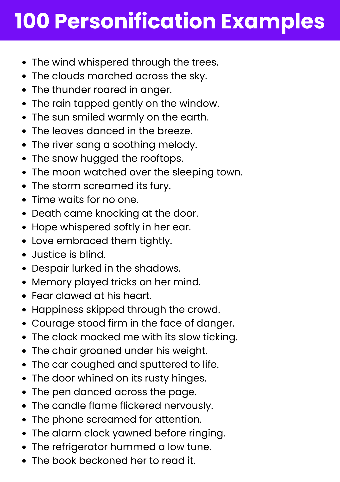 99 Personification Examples