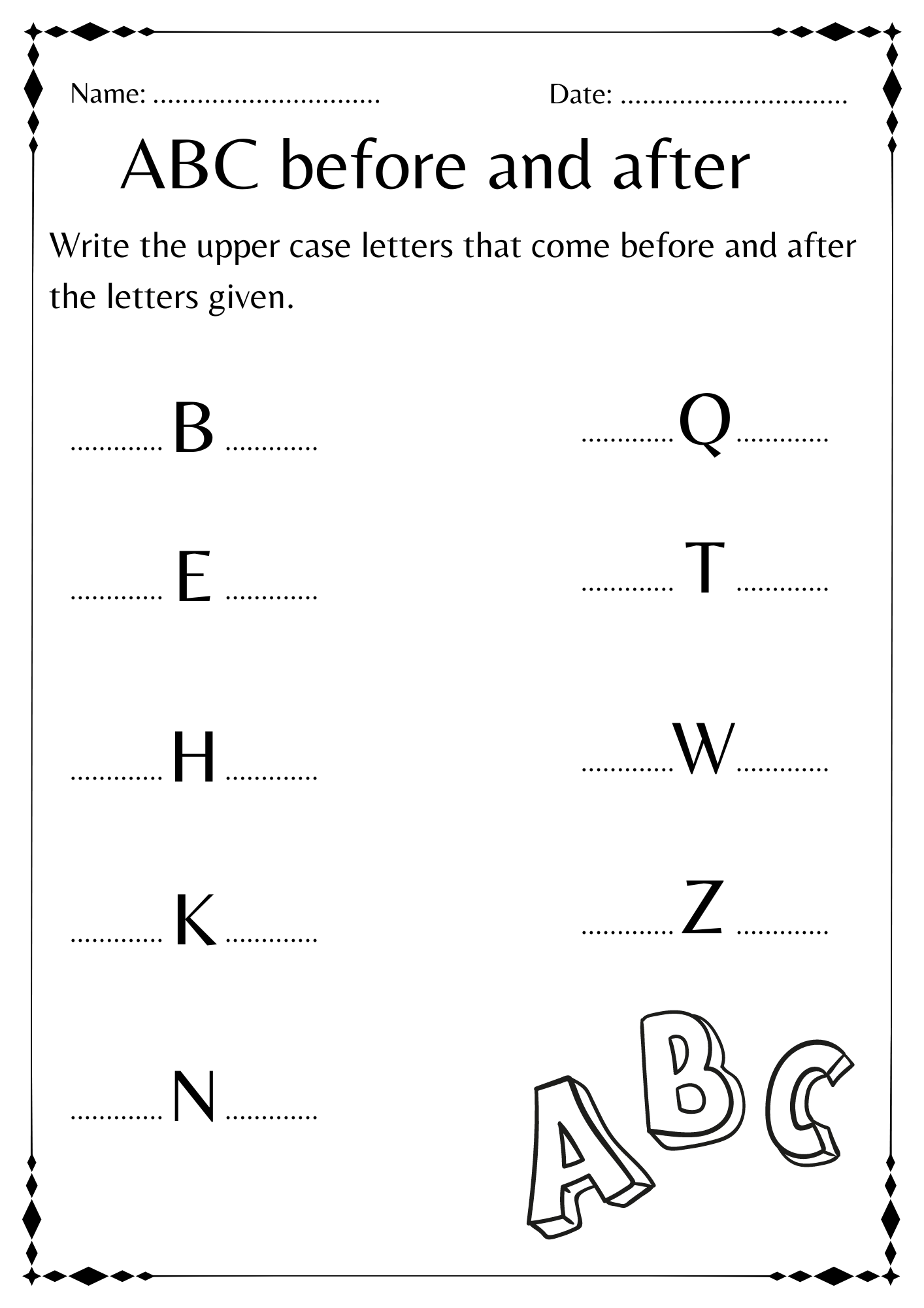 abc worksheets for kindergarten