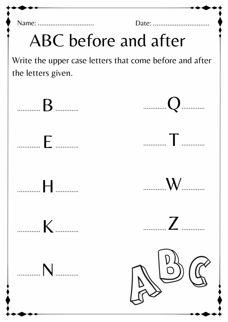 Abc Before And After Worksheet Alphabet For Kindergarten Made By Teachers