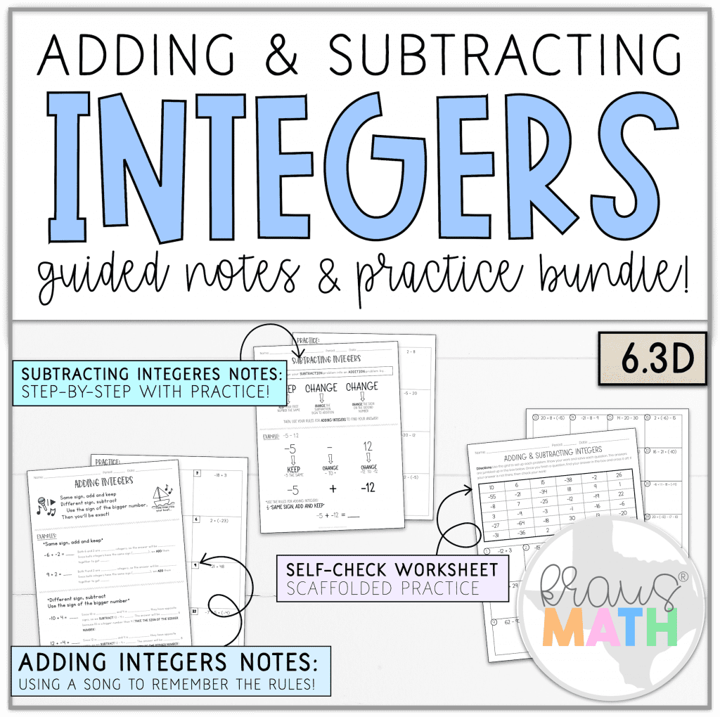 addition and subtraction integers worksheet