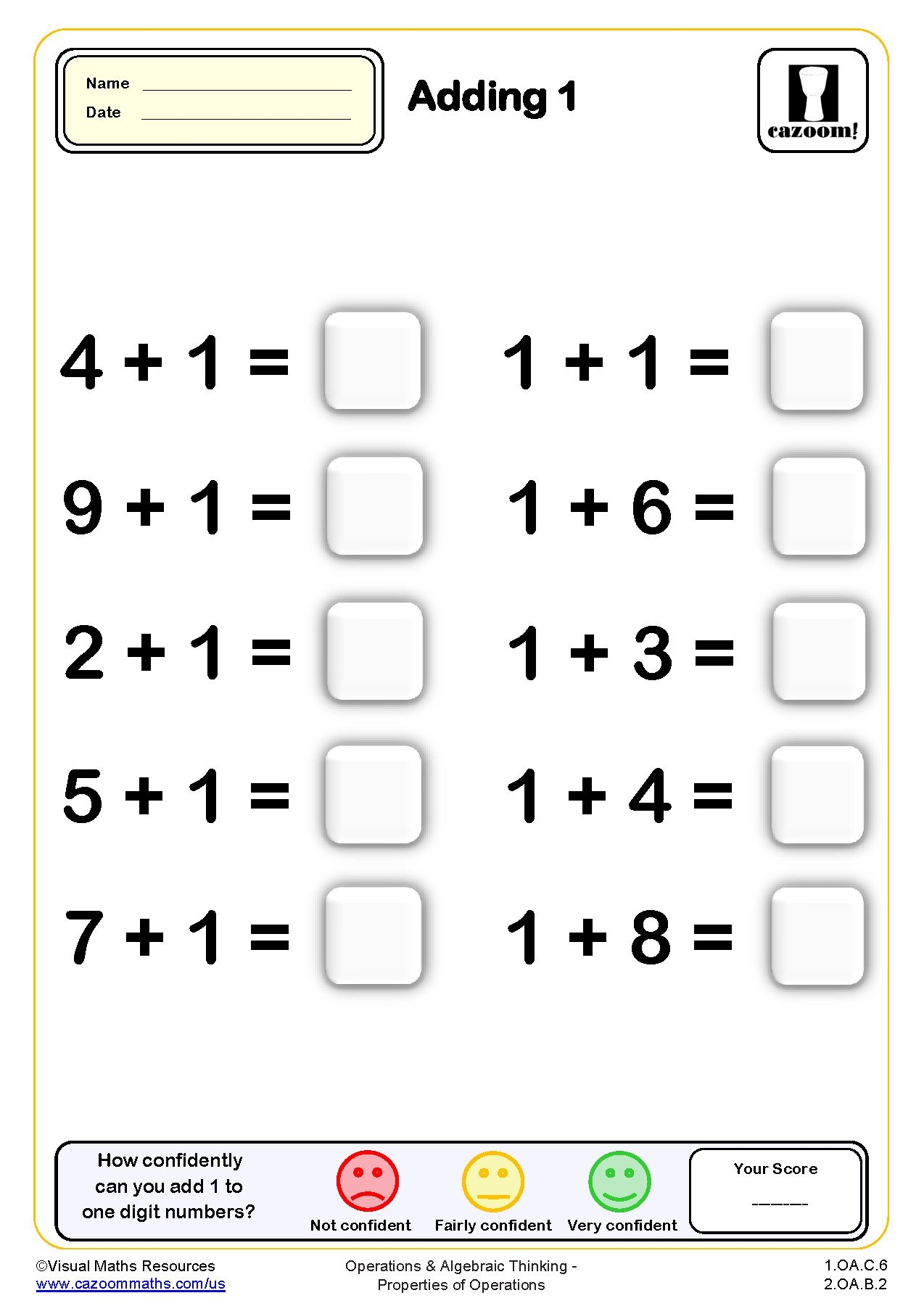 addition 1 10 worksheets