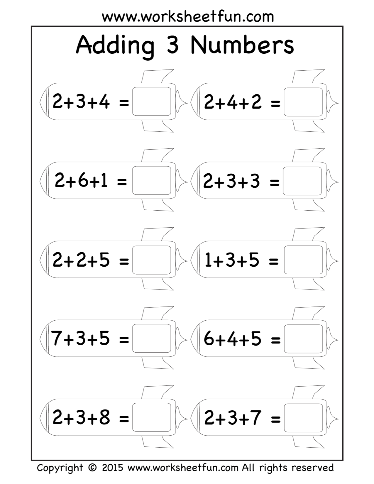 Adding 3 Numbers Three Worksheets FREE Printable Worksheets