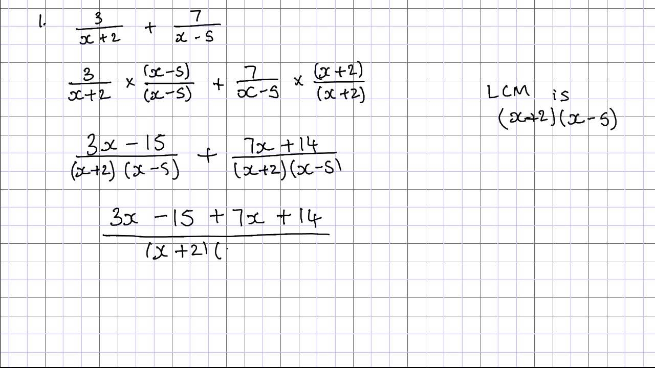 Adding And Subtracting Algebraic Fractions YouTube