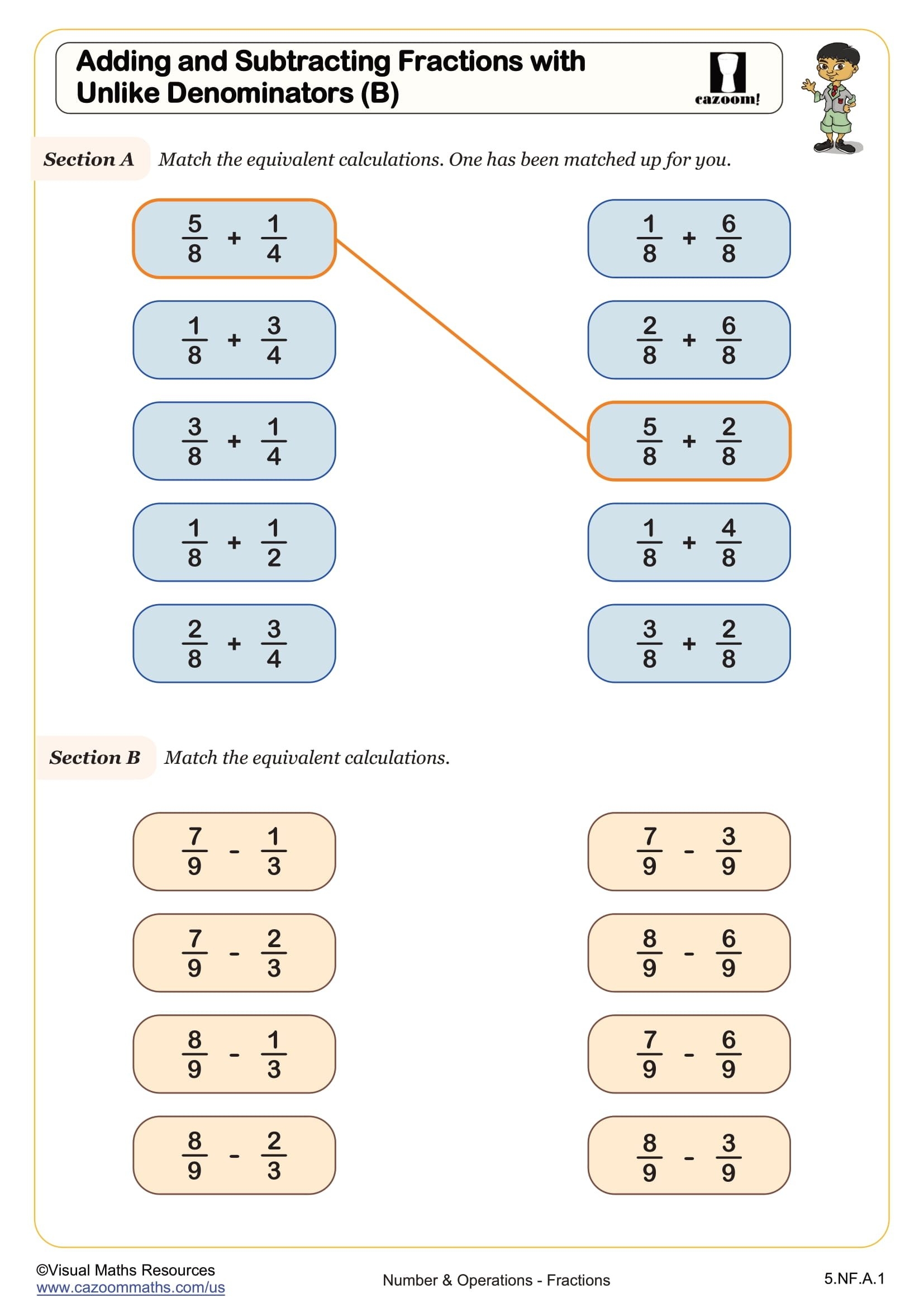 addition of like fractions worksheets