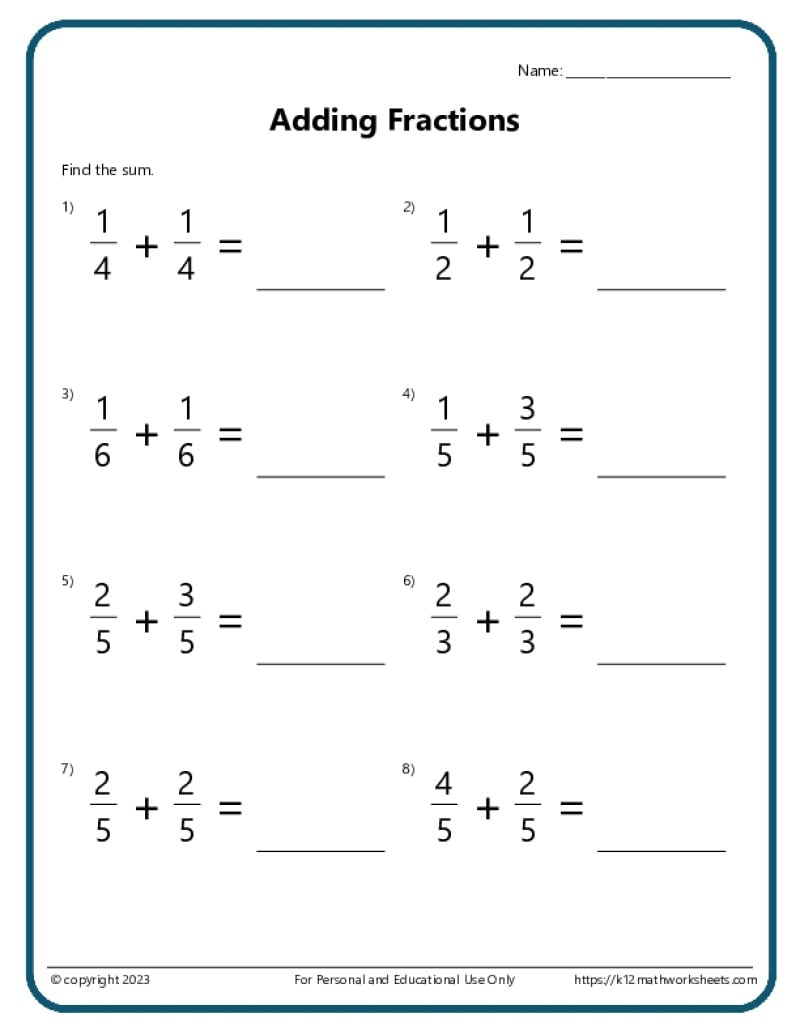 printable addition and subtraction worksheets