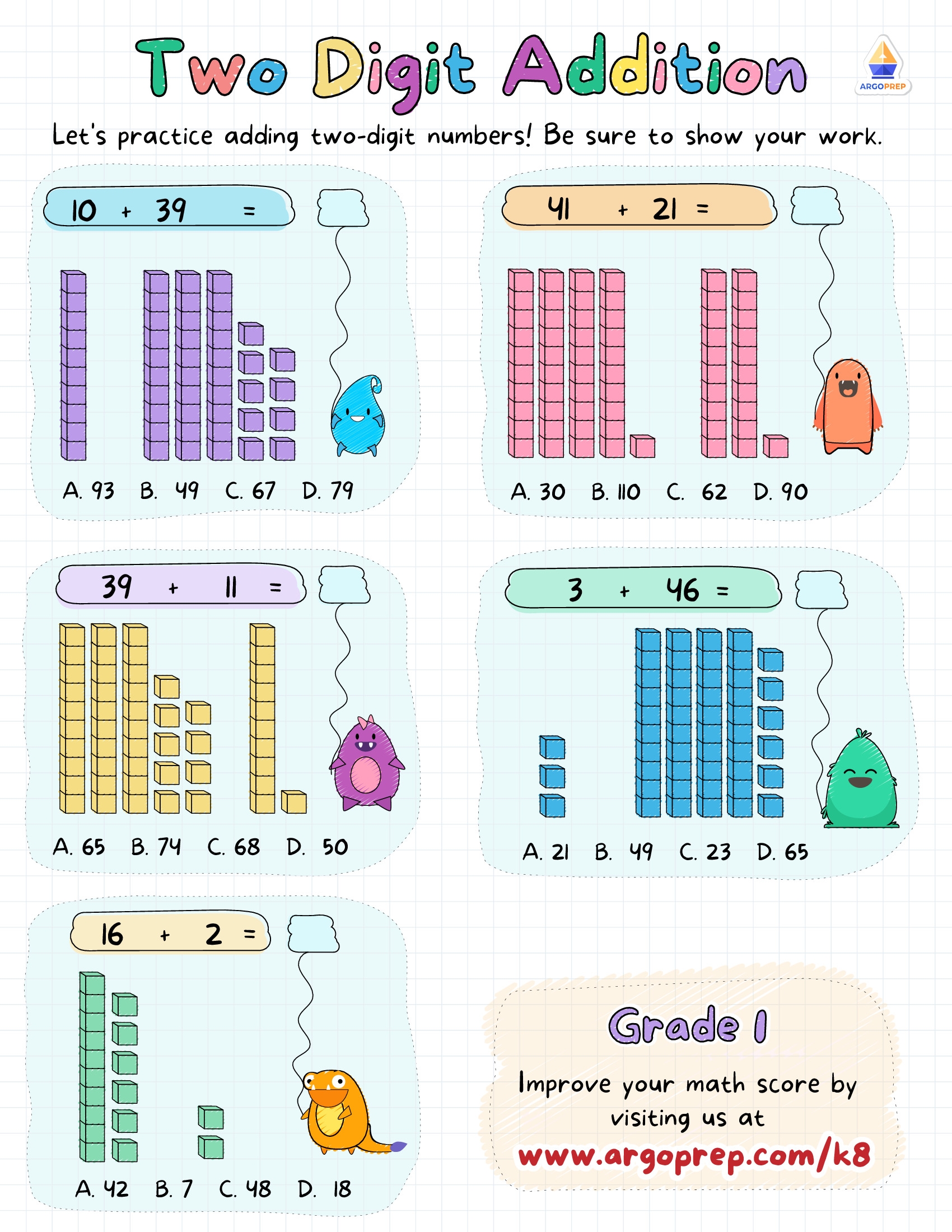 addition worksheets without carrying