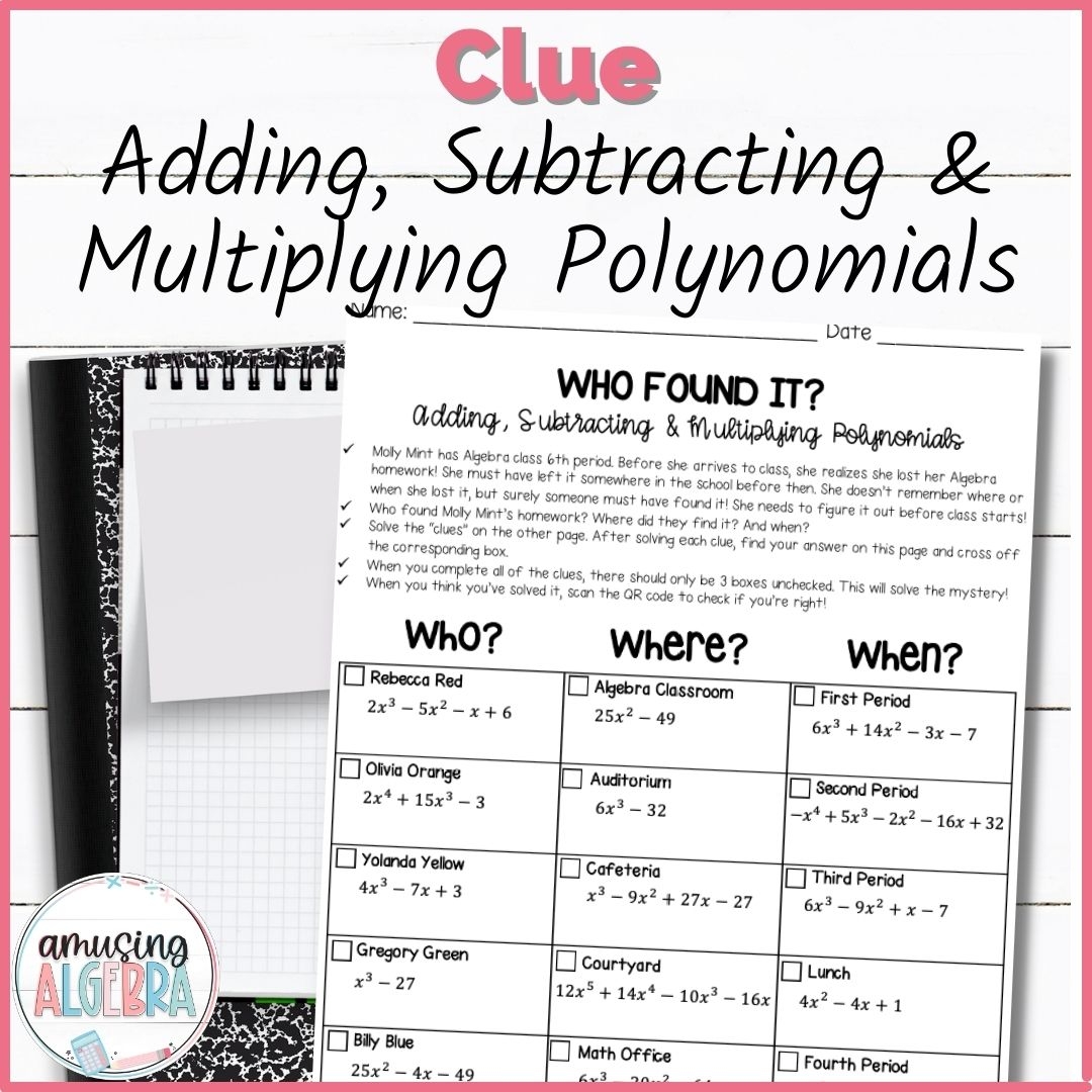 polynomial addition subtraction and multiplication worksheet