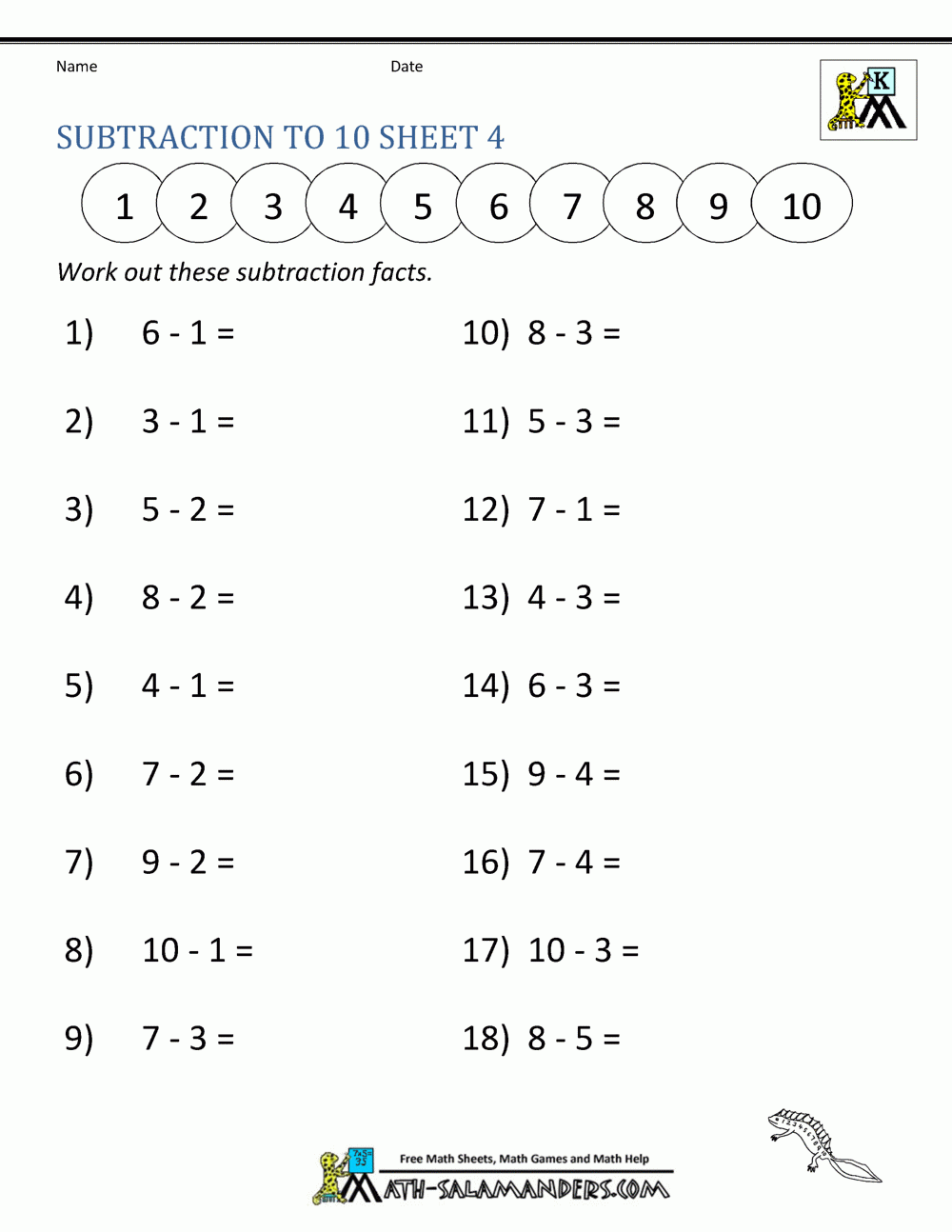 Addition And Subtraction Worksheets For Kindergarten
