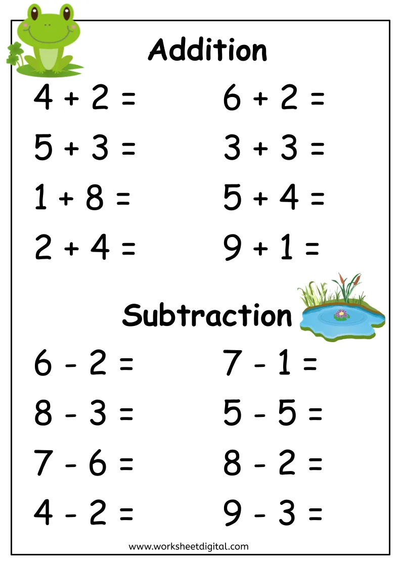 subtraction and addition worksheets