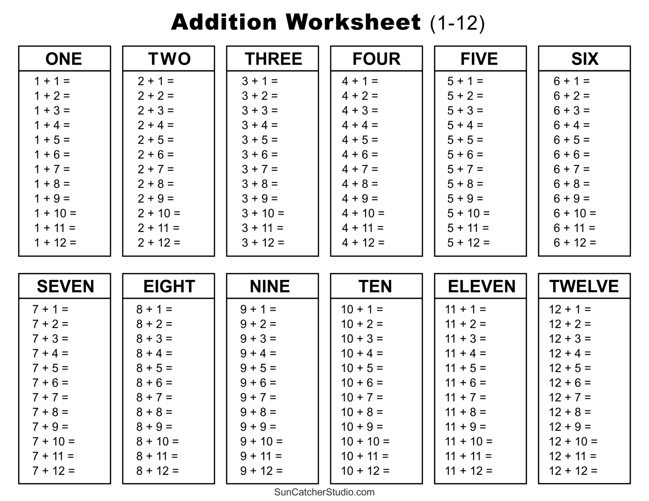 Addition Charts Tables Worksheets Free Printable PDF Files Worksheets Library