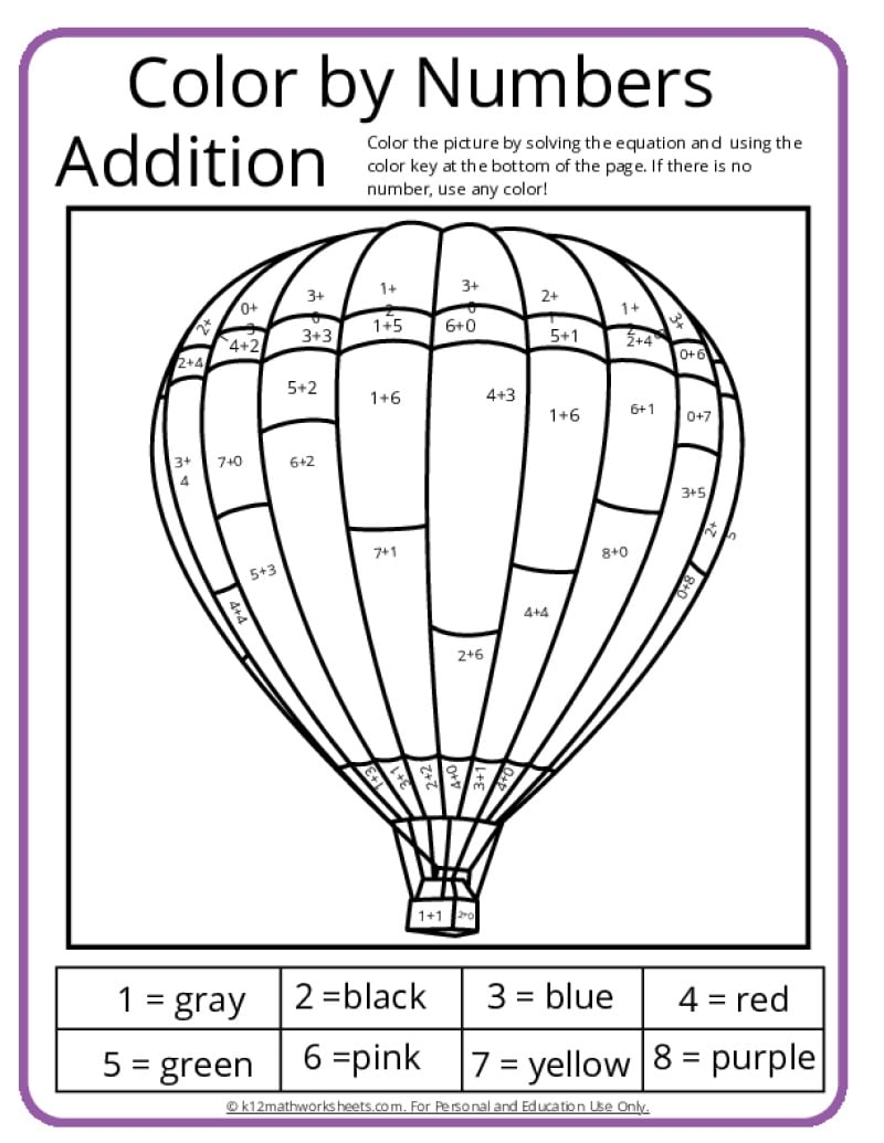 math coloring worksheets addition
