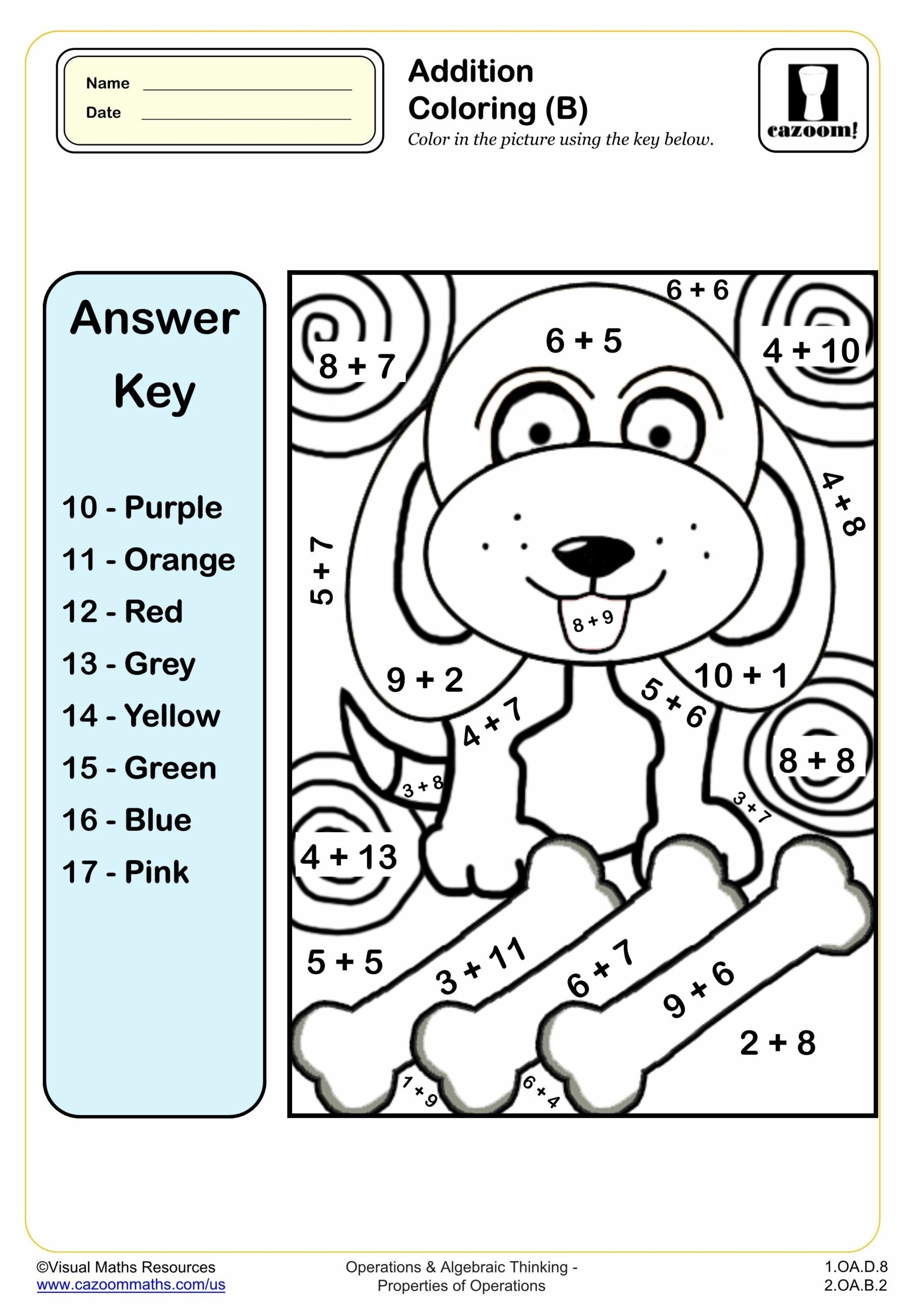 addition worksheet coloring